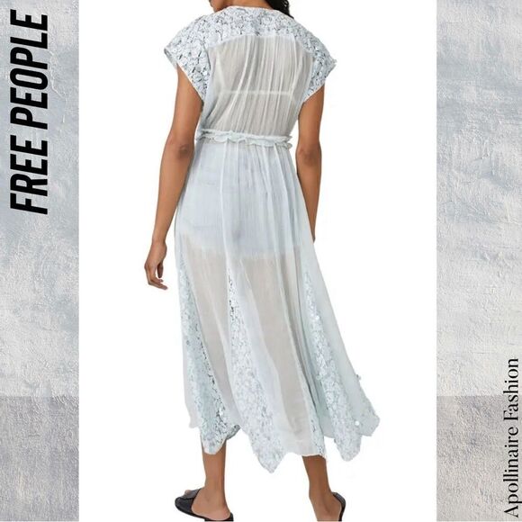 FREE PEOPLE MAKE A SPLASH SHEER SEQUINED COVERUP DRESS IN MERMAID COMBO NWT XS - Picture 4 of 10